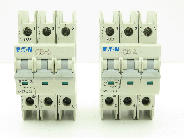 Eaton WMZT3C03 Circuit Breaker 3 Amp 480 Volt 3Ph 3 Pole Lot of 2