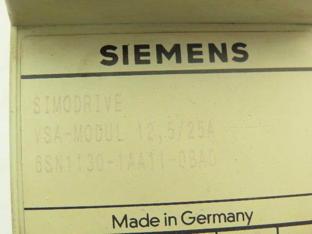 Siemens 6SN1130-1AA11-0BA0 Simodrive VSA Modul 12.5/25A Servo Controller