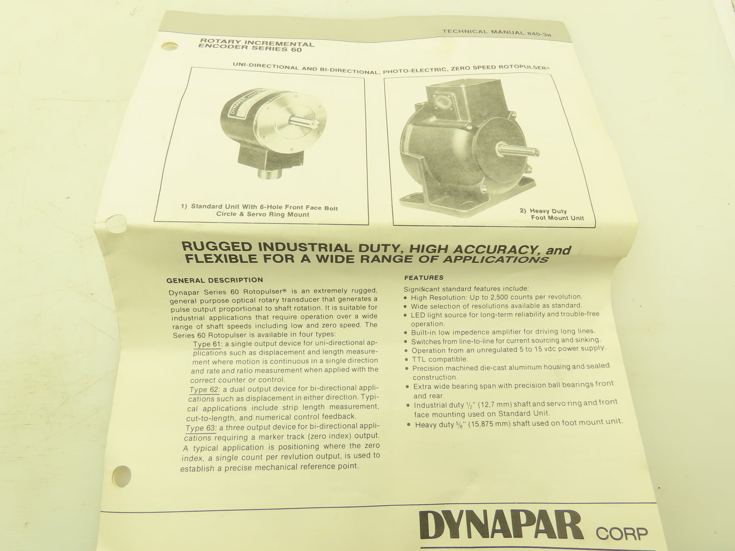 Dynapar 62-PNDF-0200-AB-00 Rotopulser Rotary Incremental Encoder 5/8 Dual Output