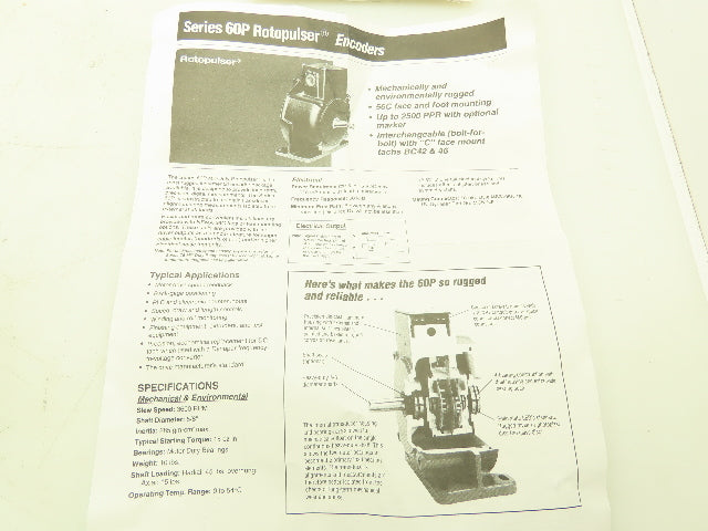 Dynapar 62-PMEF-0050-T0 Rotopulser Rotary Incremental Encoder 56C Series 60P