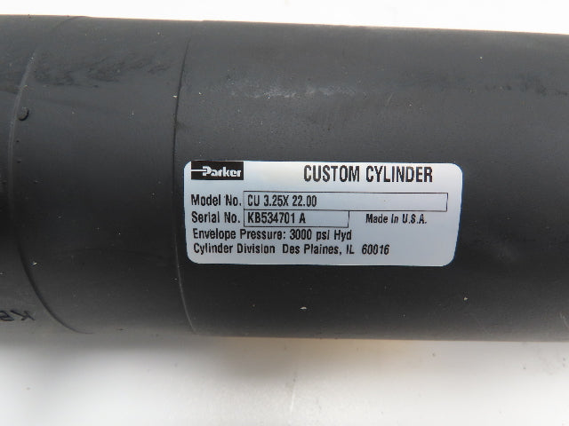 Parker Roundline Hydraulic Cylinder 3.25" Bore 22'" Stroke 3000 PSI Eye Mount