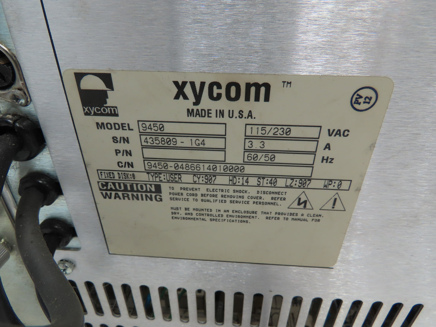 Xycom 9450 PC/AT Computer Operator Interface HMI Screen Monitor Keypad Control