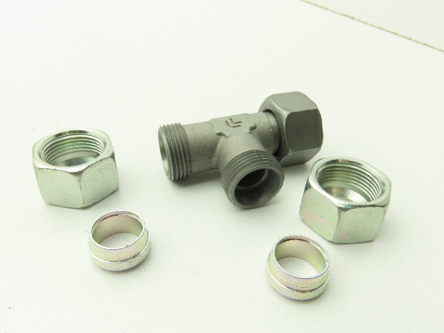 EL15LOMD Metric 24° Swivel Nut Run Tee 15mm Tube x M22 Swivel Lot of 13