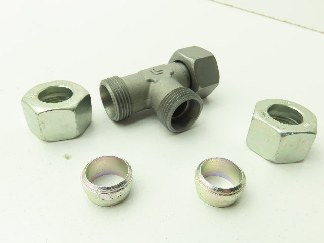 EL15LOMD Metric 24° Swivel Nut Run Tee 15mm Tube x M22 Swivel Lot of 13