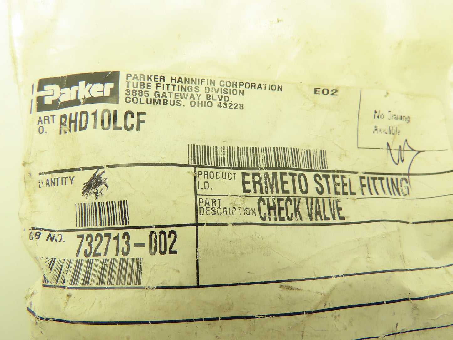 Parker Ermeto RHD10LCF Non-Return Check Valve 10mm Tube Union Fitting Lot of 6