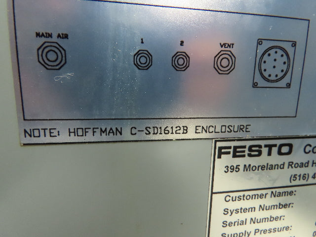Festo Control Systems Pneumatic Solenoid Valve Control Panel Box 24VDC 16x12x8"