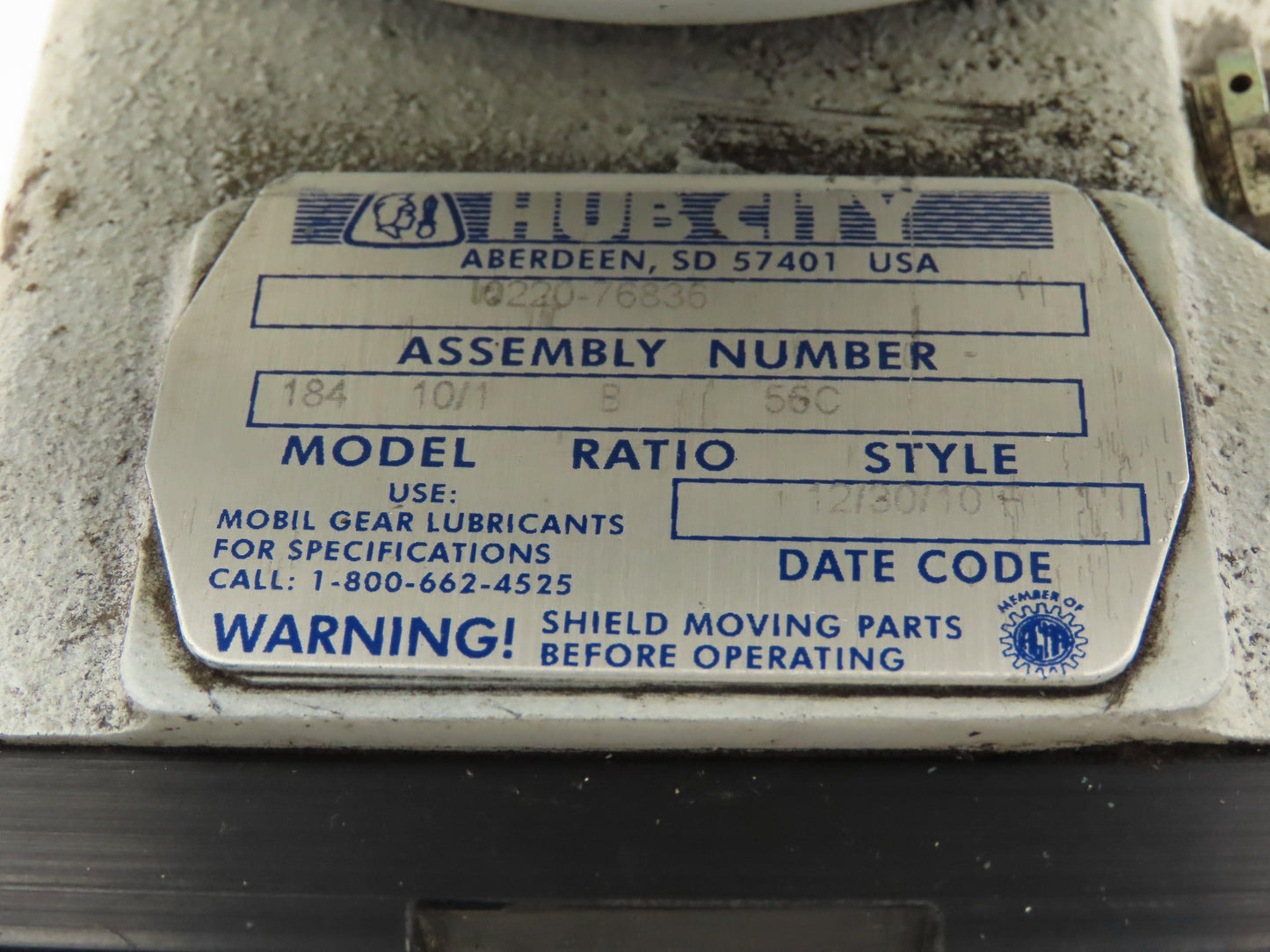 Hub City 0220-76836 Gearmotor Speed Reducer 10:1 Right Angle 172 RPM 1/2Hp 3Ph