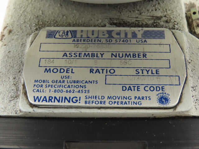 Hub City 0220-76836 Gearmotor Speed Reducer 10:1 Right Angle 172 RPM 1/2Hp 3Ph