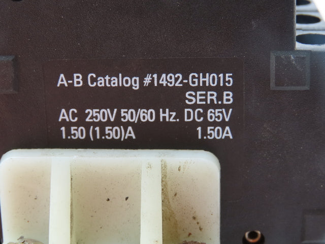 Allen Bradley 1492-GH015 Din Rail 1.5A Circuit Breaker Ser B 250V Lot of 64