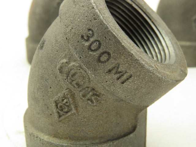 Class 300 Malleable Iron Black Pipe 45° Elbow 1-1/4" Female NPT Lot of 8
