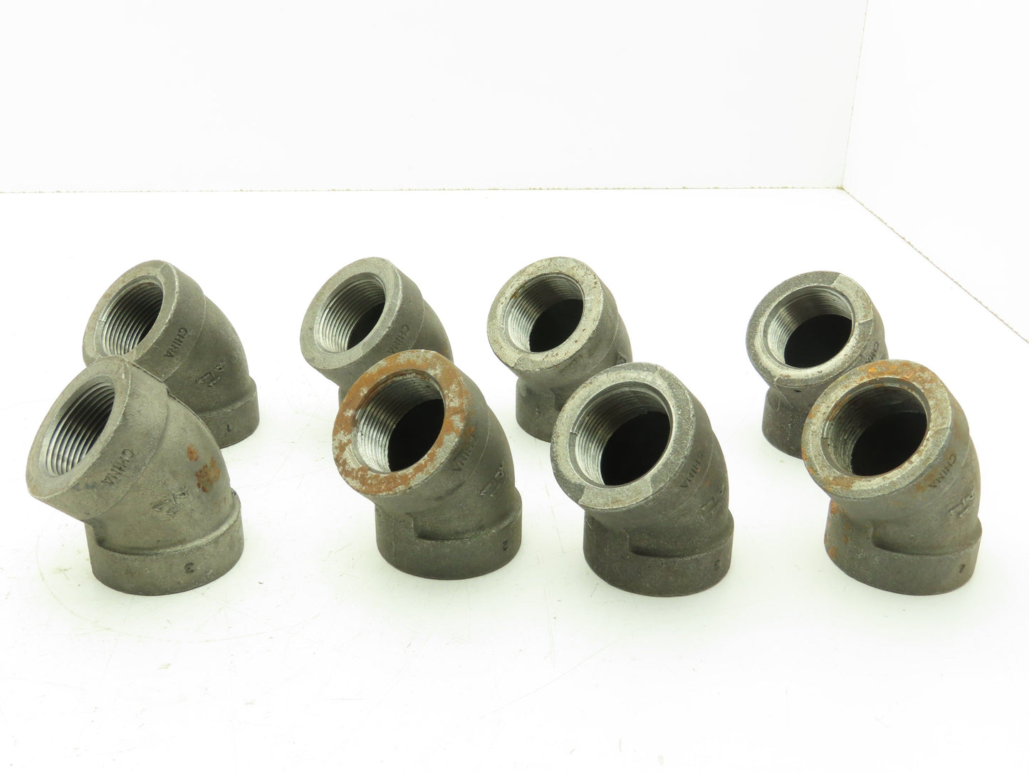 Class 300 Malleable Iron Black Pipe 45° Elbow 1-1/4" Female NPT Lot of 8