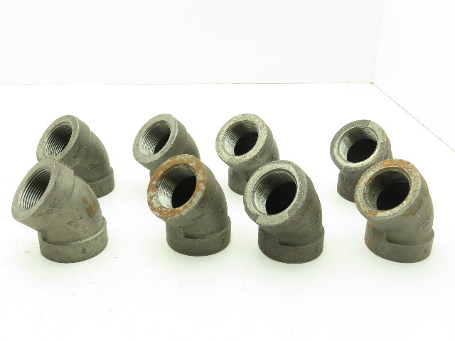 Class 300 Malleable Iron Black Pipe 45° Elbow 1-1/4" Female NPT Lot of 8