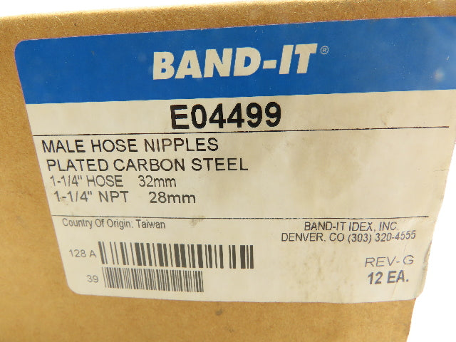 Band-It Idex E04499 Steel Male Hose Nipple 1-1/4" Barb x 1-1/4" NPT Lot of 12