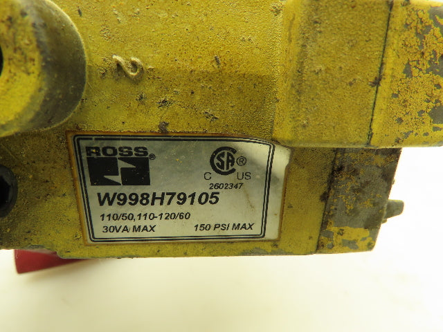 Ross Y2773A4082 Pneumatic Solenoid LOX Lock-Out Control Valve 3/2-Pos 120V 1/2"
