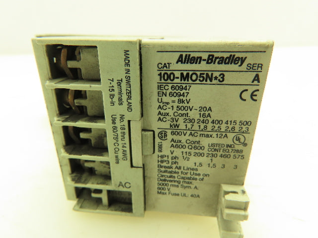 Allen Bradley 193-M-B90 Motor Starter Contactor Overload Heater 7.5-9A 3Ph 120V
