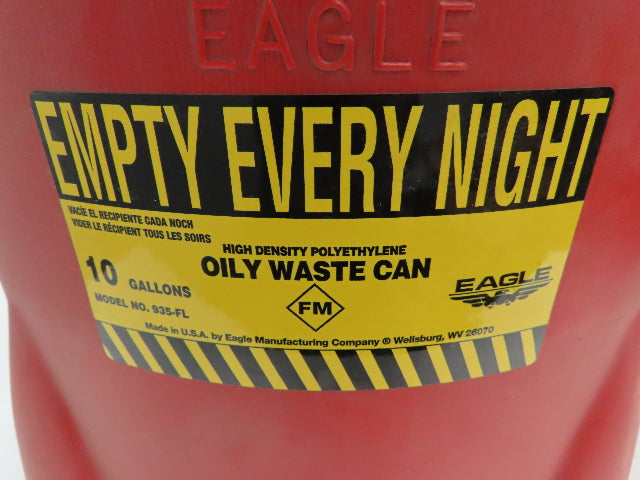 Eagle 935-FL Oily Waste Can 10 Gallon High Density Poly Red