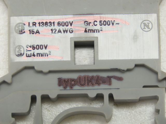 Entrelec M4/6_5116 UK4-T Terminal Block 600V Disconnect Blocks Mixed Lot of 400