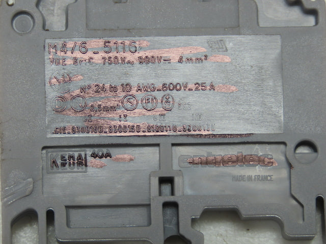 Entrelec M4/6_5116 UK4-T Terminal Block 600V Disconnect Blocks Mixed Lot of 400