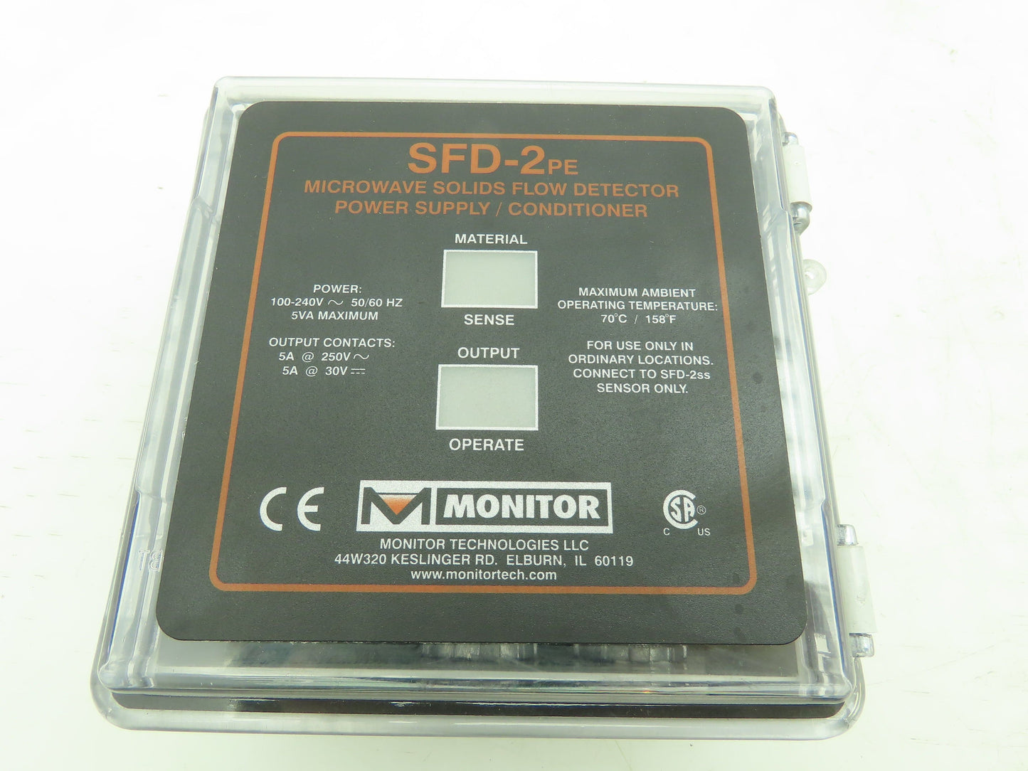 Monitor SFD-2PE Microwave Solids Flow Detector Power Supply Conditioner