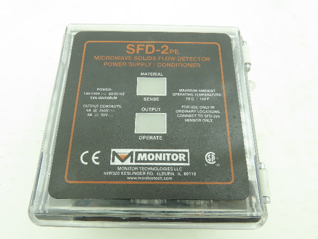 Monitor SFD-2PE Microwave Solids Flow Detector Power Supply Conditioner