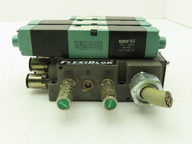 Numatics 082SS415M046P61 3-Station Flexiblock Manifold 24VDC Solenoid Valves