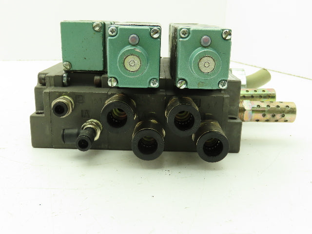 Numatics 082SS415M046P61 3-Station Flexiblock Manifold 24VDC Solenoid Valves