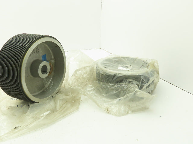 3"x 7" Rubber Ribbed Aluminum Pulley Sheave Striper Wheel 1" Bore Lot of 2