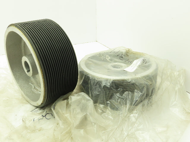 3"x 7" Rubber Ribbed Aluminum Pulley Sheave Striper Wheel 1" Bore Lot of 2