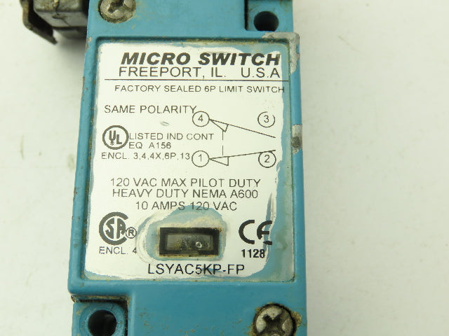 Honeywell LSYAC5KP-FP/LSZ1H Limit Switch Heavy Duty 10A 120VAC