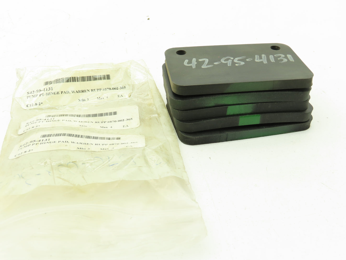Warren Rupp 570-002-365 Sandpiper Pump Rubber Hinge Pad Green Stripe Lot of 5