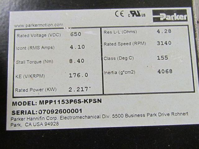 Parker EMX060995 Electric Ball Screw Actuator Cylinder MPP1153P6S-KPSN Motor