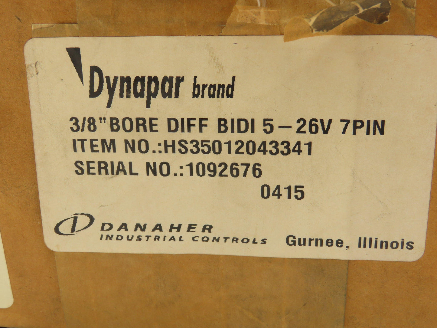 Dynapar HS35012043341 Shaft Encoder 3/8" Bore 5-26V 7-Pin