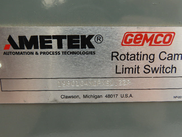 Gemco Ametek 1980104XDPXS1.33R Precision Rotary Cam Limit Switch 1980 Series