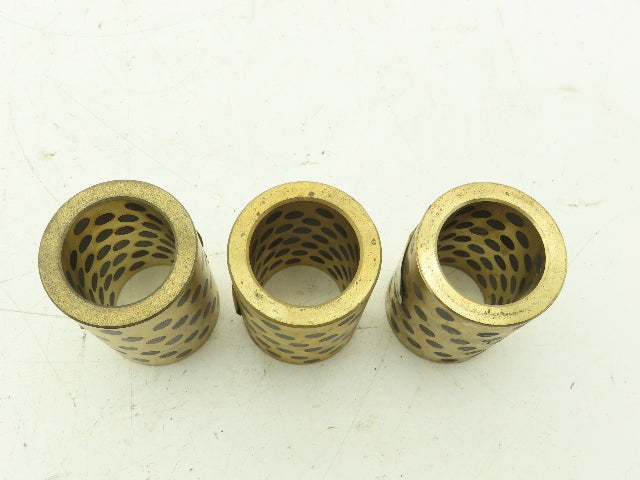 1-1/4"x 1-3/4"x 2-1/2" Bronze Graphite Plugged Bearing Sleeve Bushing Lot of 3