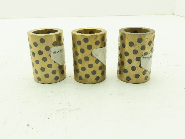 1-1/4"x 1-3/4"x 2-1/2" Bronze Graphite Plugged Bearing Sleeve Bushing Lot of 3