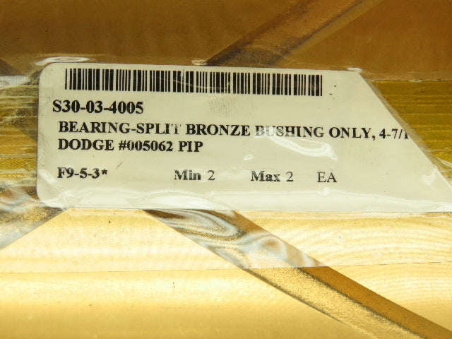 Dodge 005062 Bronze Split Bearing 2pc Bushing Sleeve 4-7/16" ID