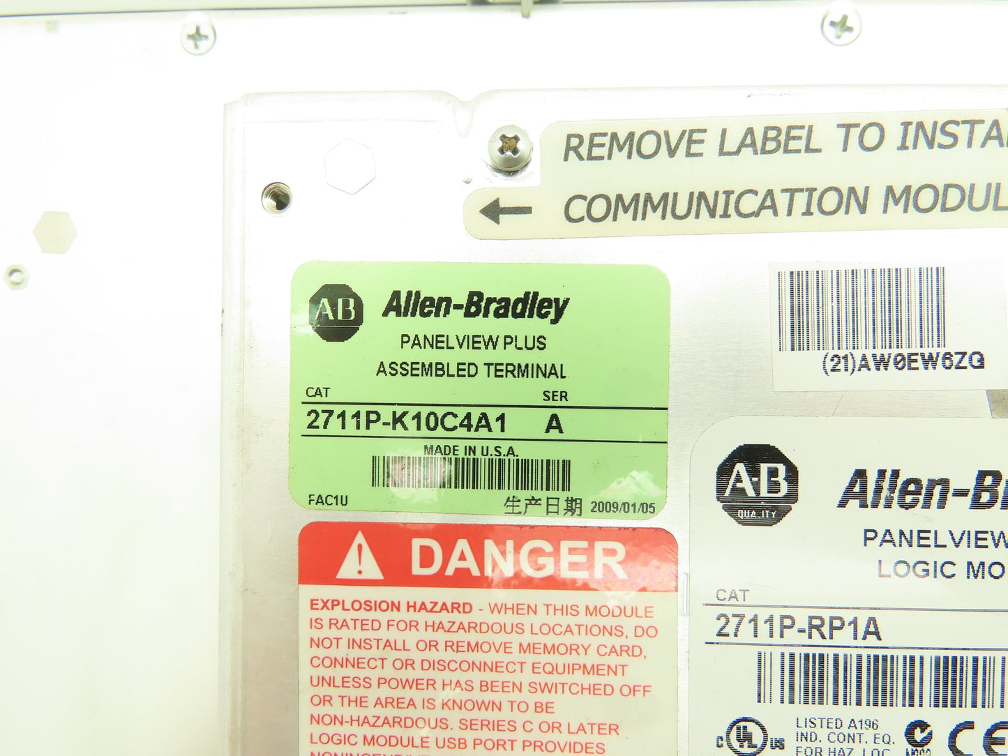 Allen Bradley 2711P-K10C4A1 2711P-RP1A PanelView Plus 1000 HMI Logic Module Ser B