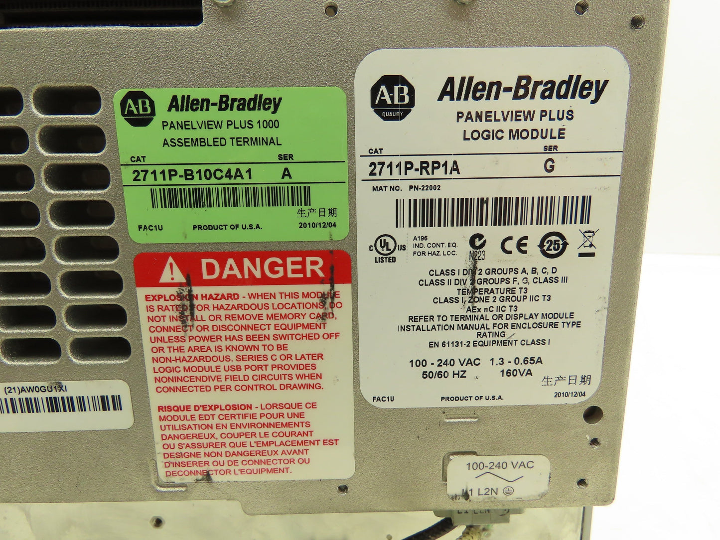 Allen Bradley 2711P-B10C4A1 PanelView Plus 1000 HMI Ser A Screen Wear