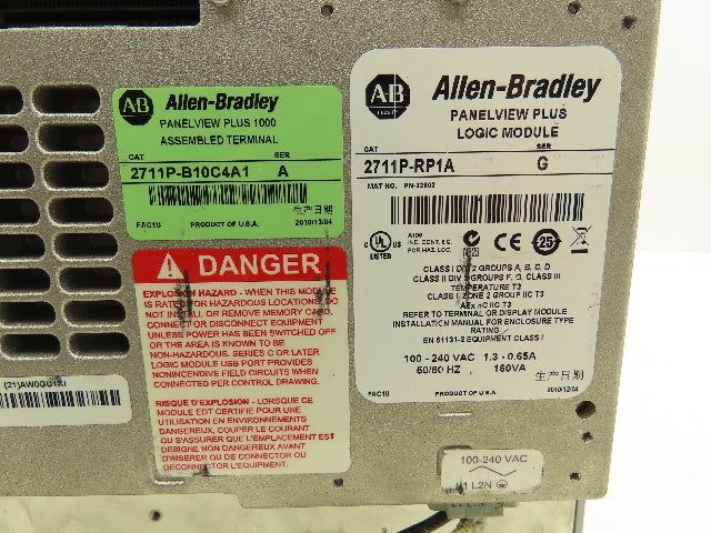 Allen Bradley 2711P-B10C4A1 PanelView Plus 1000 HMI Ser A Screen Wear