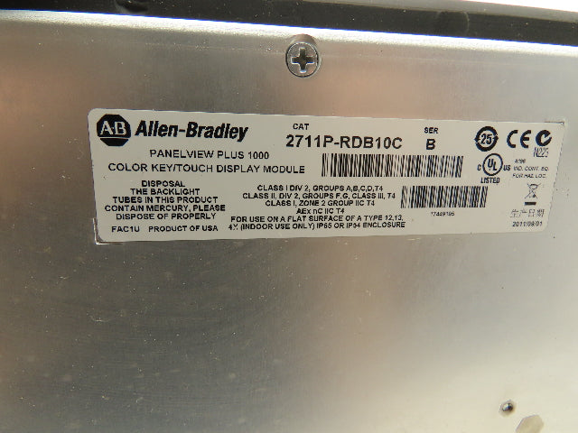 Allen Bradley 2711P-B10C4A1 PanelView Plus 1000 HMI Ser A Screen Wear