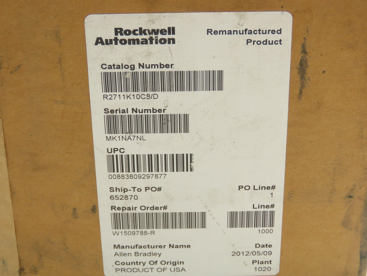 Allen Bradley 2711-K10C8X PanelView 1000 Touch Screen Display Panel