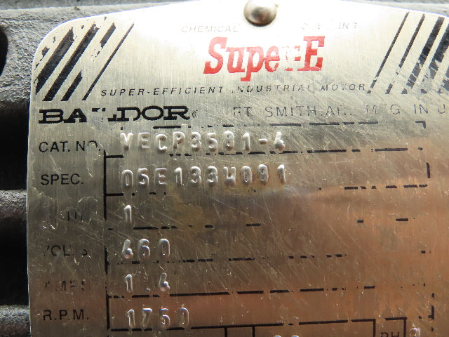 Baldor VECP3581-4 Super-E Severe Duty AC Motor 1Hp 1750 RPM 460V 3PH 56C TEFC