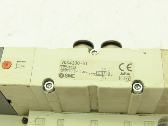 SMC VQC4200-51 Pneumatic Solenoid Valve 2-Pos 5-Port Base 24VDC