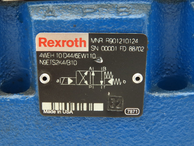 Rexroth 4WEH 10 D44/6EW110/N9ETS2K4/B10 Directional Valve Stack 120V 4WE6D62