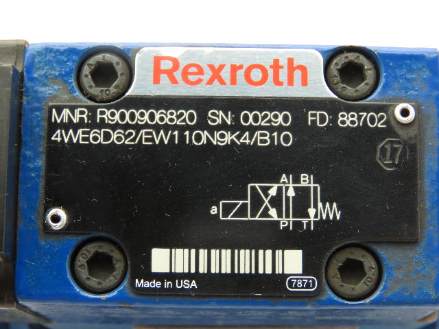 Rexroth 4WEH 10 D44/6EW110/N9ETS2K4/B10 Directional Valve Stack 120V 4WE6D62