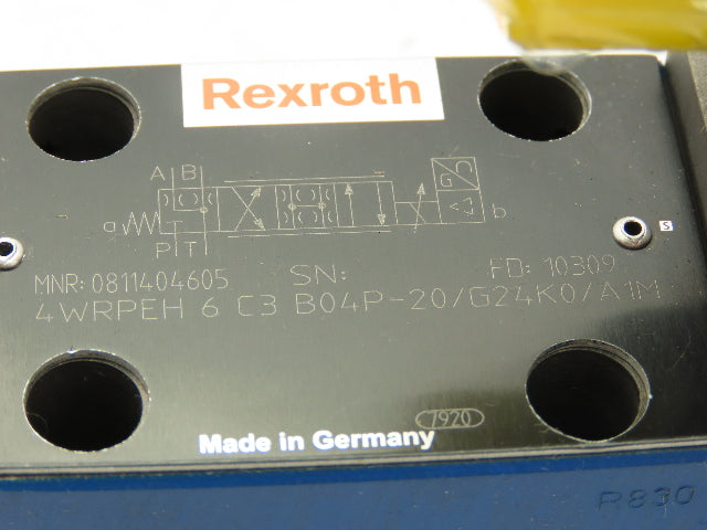 Rexroth 4WRPEH 6 C3 B04P-20/G24K0/A1M Proportional Servo Valve 24VDC 0811404605