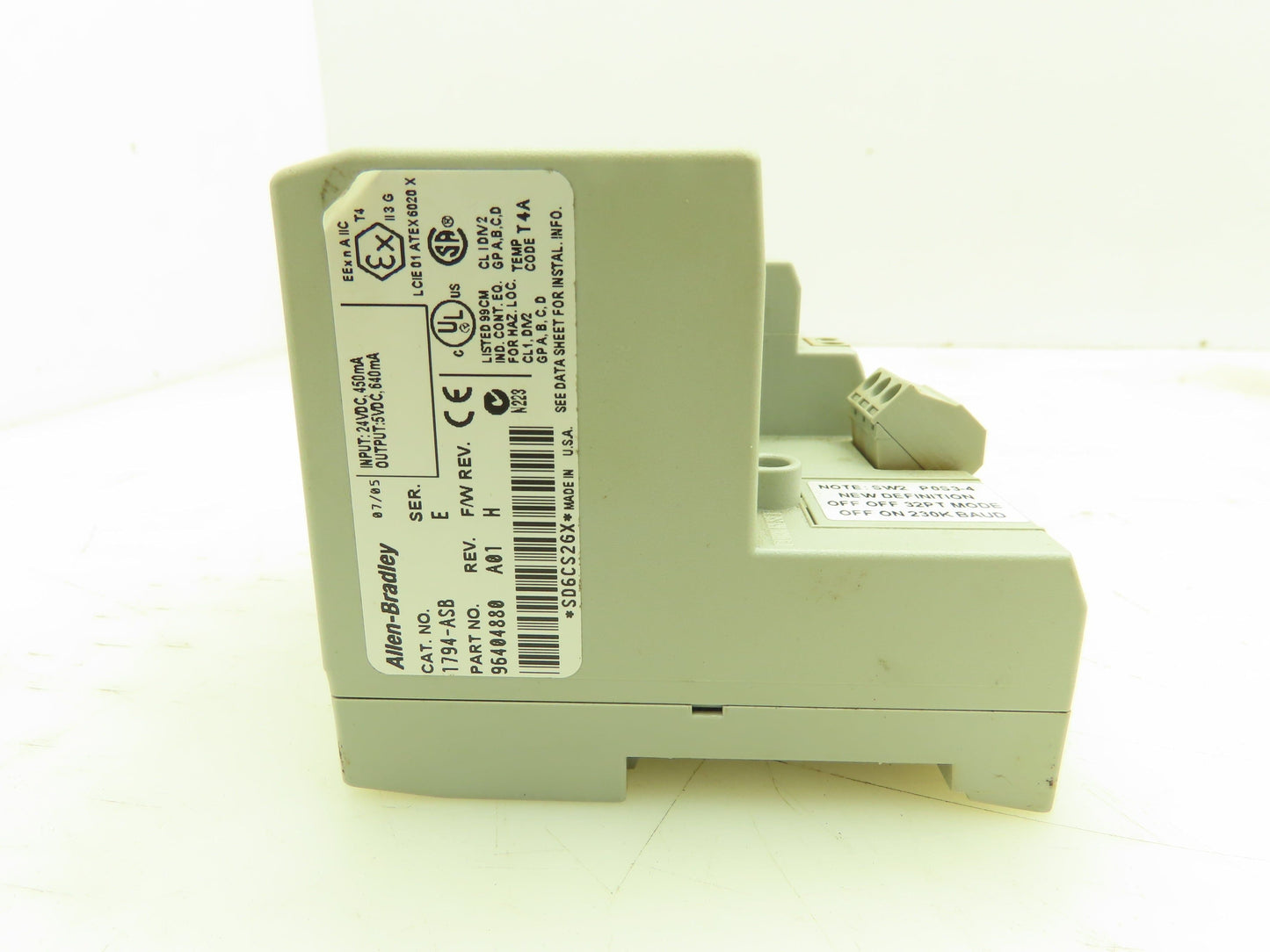 Allen Bradley 1794-ASB Flex I/O 24V DC Power Supply RIO Adapter Ser E