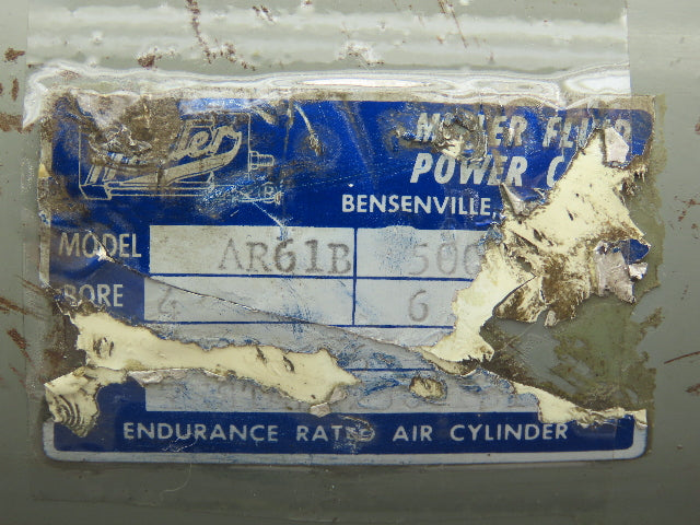 Miller AR61B Pneumatic Air Cylinder 4" Bore 6" Stroke 500 PSI Flange Mount