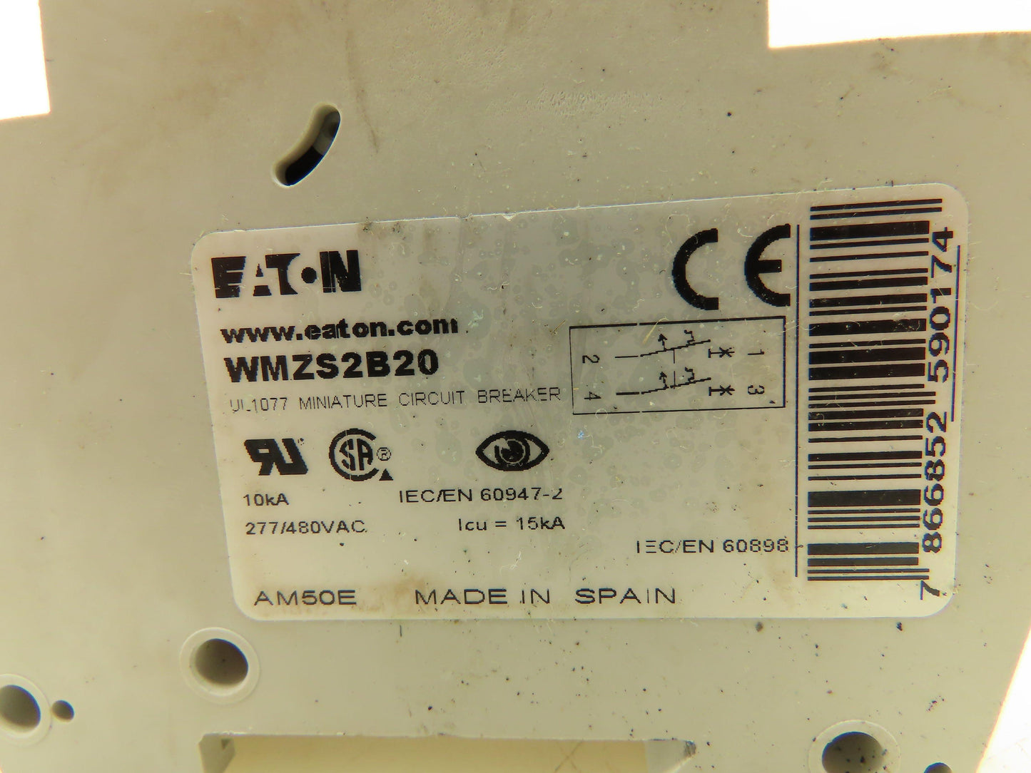 Eaton WMZS2B20 Miniature Circuit Breaker 20A 2 Pole 480VAC