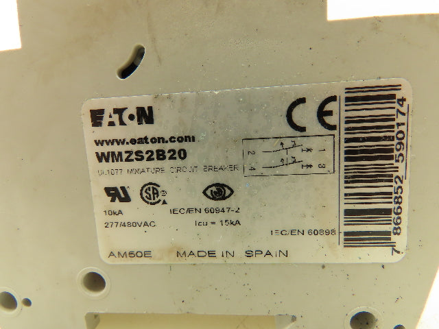 Eaton WMZS2B20 Miniature Circuit Breaker 20A 2 Pole 480VAC